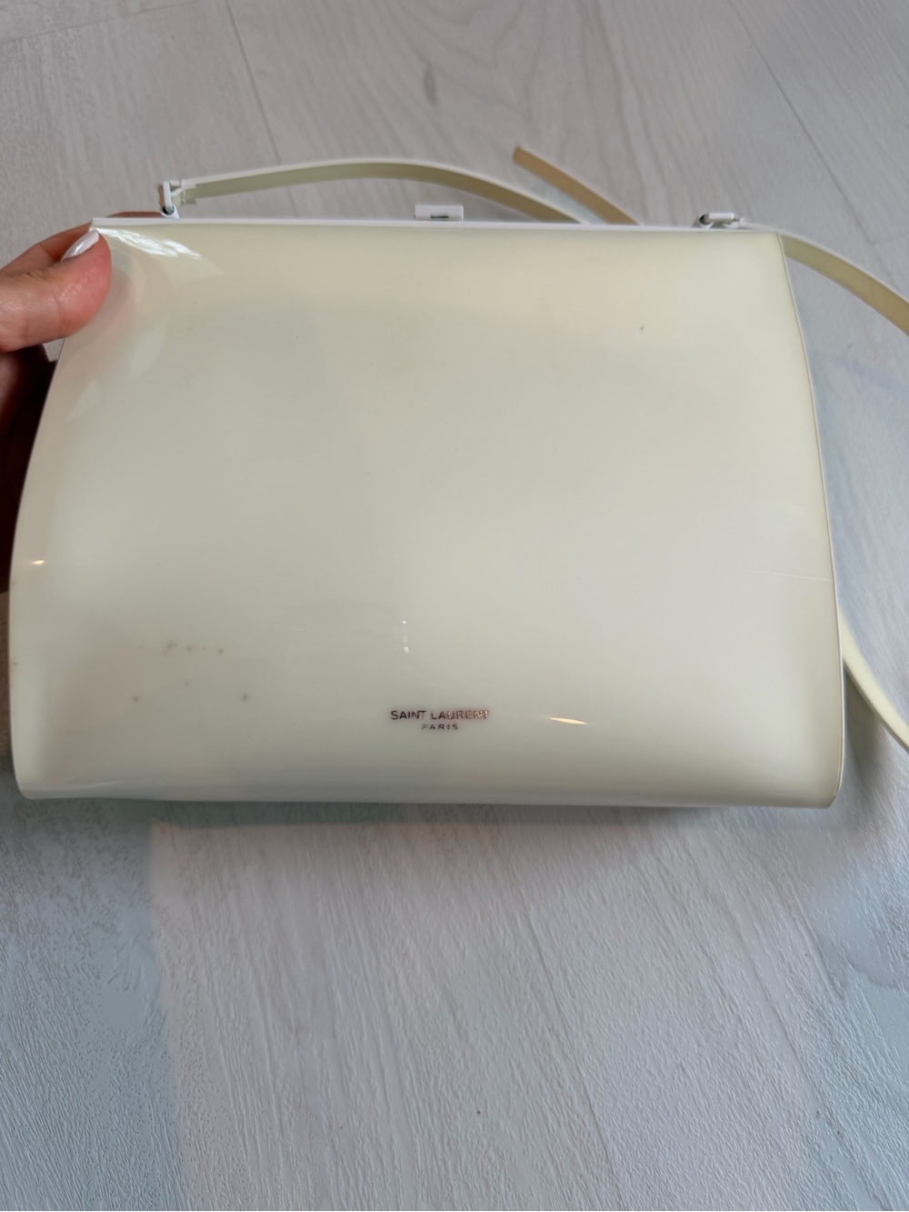 Saint Laurent White Patent Leather Leanne Marie Shoulder Bag